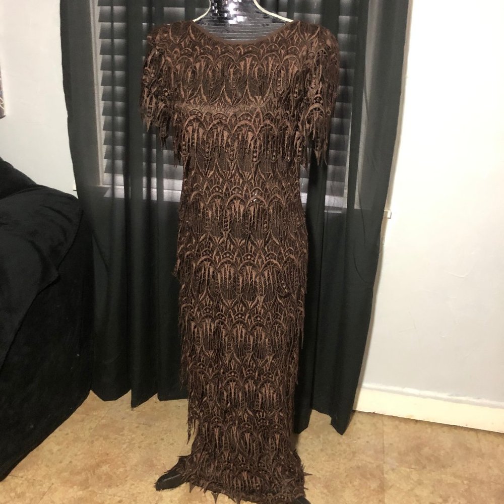 Vintage Size 8 Cattiva New York Brown Tiered Dress